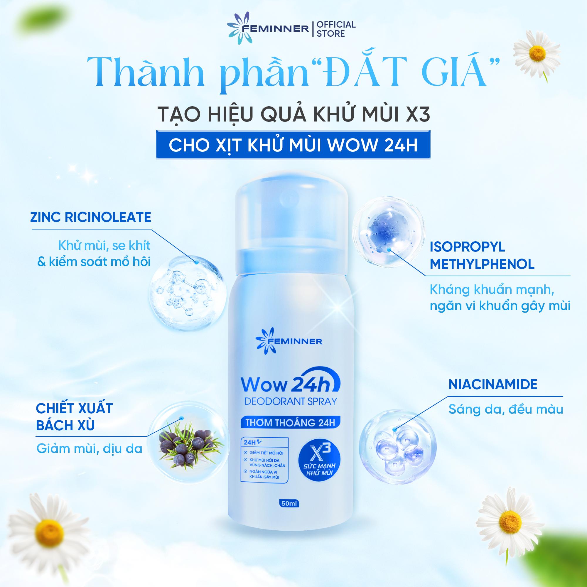 Xịt Khử Mùi Wow 24h Deodorant Spray 50ml - Ảnh 2